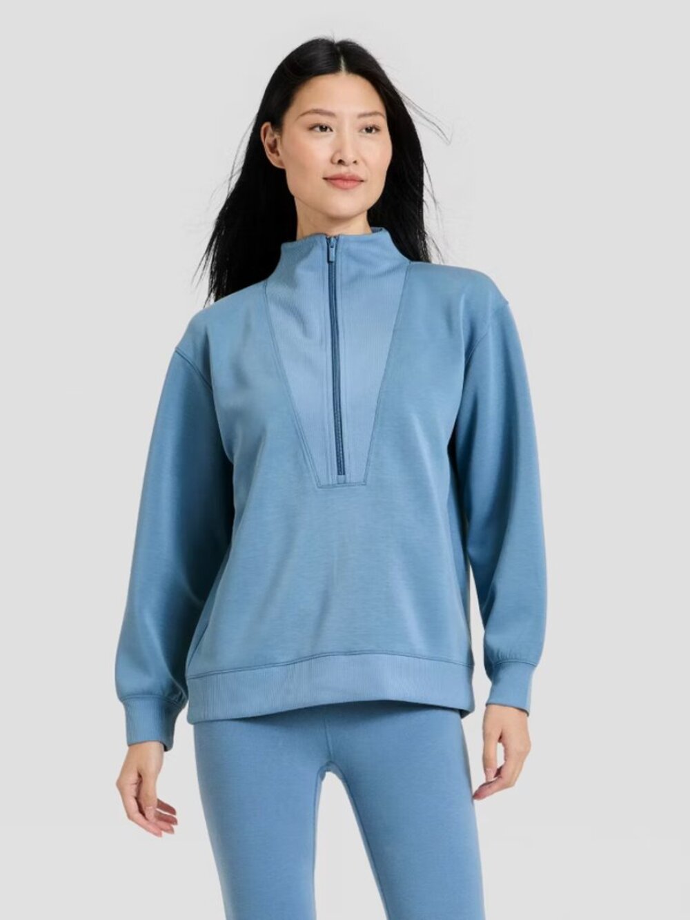 Airy Sleek Mock Turtleneck Deep Zip Pullover Sweatshirt - All In Motion XS